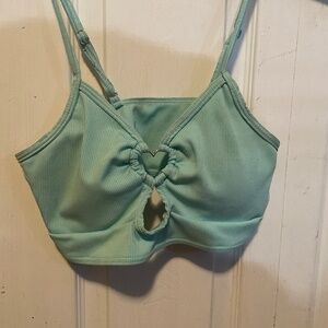Teal Blue Crop Top with Heart cutout